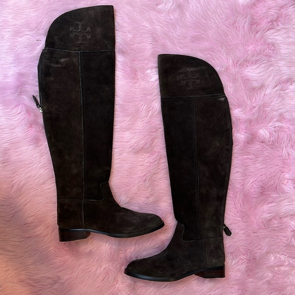 Tory Burch brown suede tall heeled boots size 7 - Picture 1 of 7